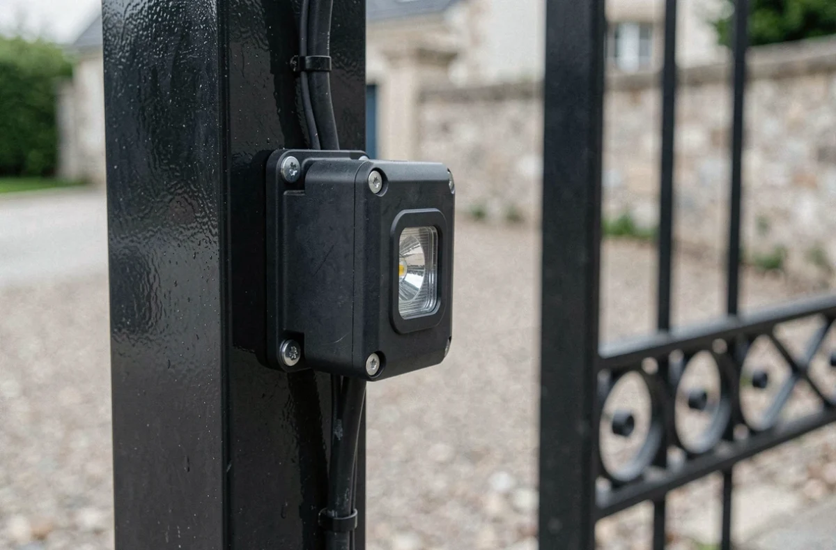 Capteur de sécurité photocellule d'un portail électrique à inspecter en cas de réouverture intempestive