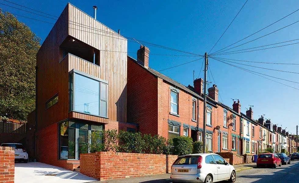 a self build in the garden on a row of terraces