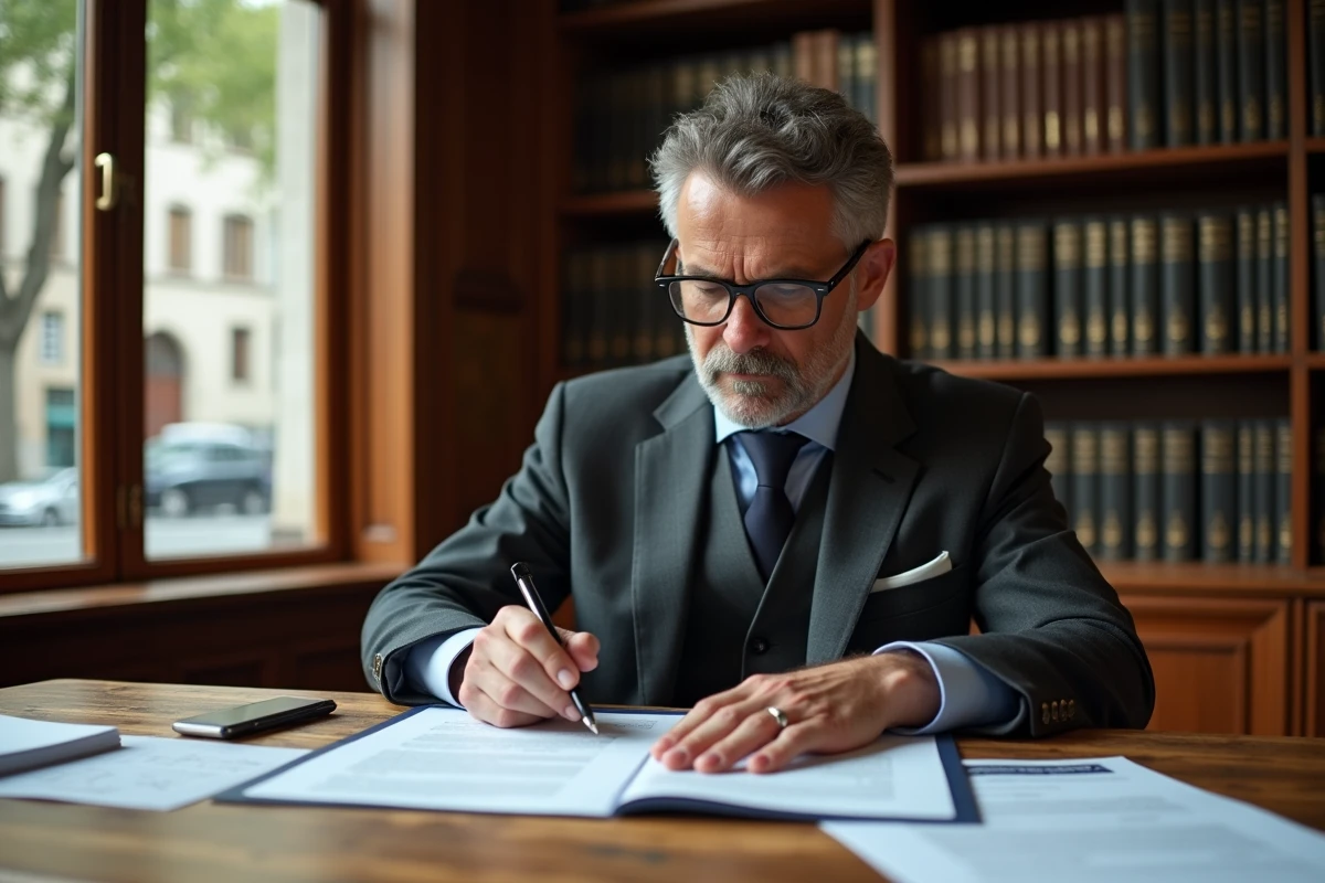 Notaire pointant une clause de diagnostic énergétique dans un contrat de vente immobilière