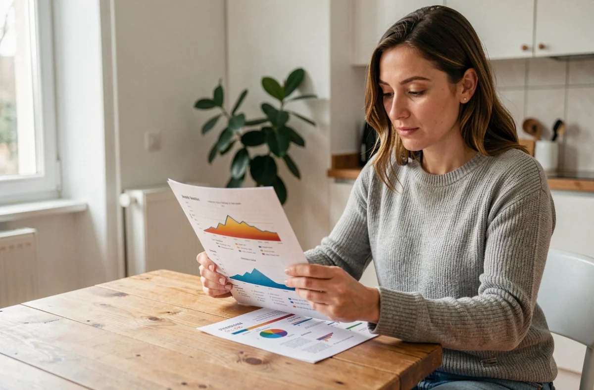 Propriétaire consultant son rapport de diagnostic énergétique HabitatFuturVert à son domicile